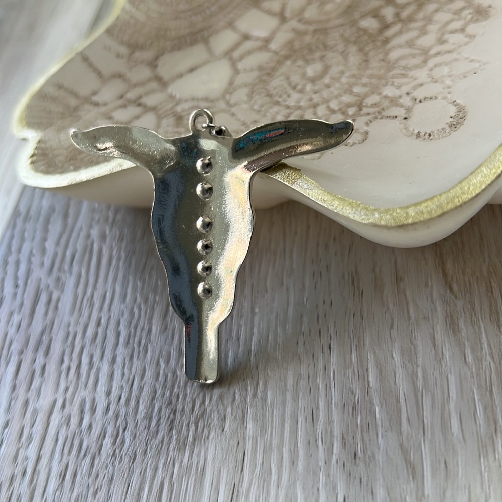 Metal Longhorn Earrings Cow Head Bull Head Steer Western Country Cowgirl - Picture 4 of 5